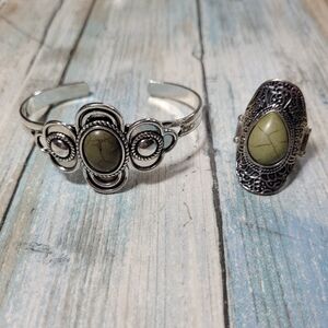Cuff Bracelet & Ring Set.